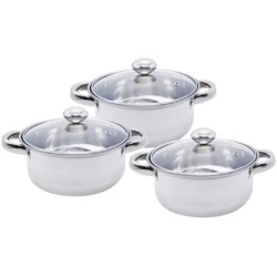 6-Piece Stainless Steel Cookware Pot Set with Glass Lids, compatible with induction stoves 6-Piece Stainless Steel Cookware Pot Set with Glass Lids, compatible with induction stoves