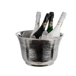 8L DOUBLE WALLED HAMMERED BOTTLE COOLER S/S By APS 8L DOUBLE WALLED HAMMERED BOTTLE COOLER S/S By APS