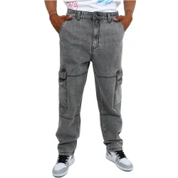 Men's Dark Grey Relaxed Fit Cargo Jeans {NO ISSUE} Men's Dark Grey Relaxed Fit Cargo Jeans {NO ISSUE}
