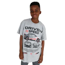 Short Sleeve Grey Mélange Racing Car Graphic T-Shirt Short Sleeve Grey Mélange Racing Car Graphic T-Shirt