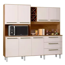 Ajax Kitchen Cabinet with 7 doors and 3 drawers Cinnamon/Sand Ajax Kitchen Cabinet with 7 doors and 3 drawers Cinnamon/Sand