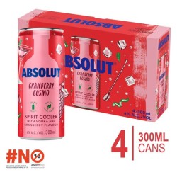 Absolut Cranberry Cosmo Spirit Cooler 4 x 300ml Absolut Cranberry Cosmo Spirit Cooler 4 x 300ml
