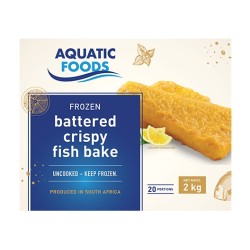 AQUATC FISH BATTERED CRISPY BAKE FRZ 2KG BOX 2KG AQUATC FISH BATTERED CRISPY BAKE FRZ 2KG BOX 2KG