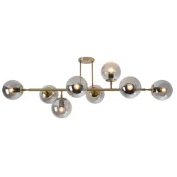 Brightstar 8 Glass Pendant Light Gold Smoky 8xE27