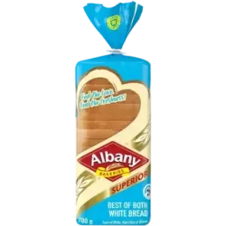 Albany Superior Best Of Both Sliced White Bread Loaf 700g Albany Superior Best Of Both Sliced White Bread Loaf 700g