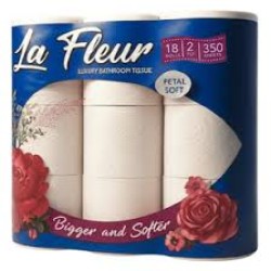 18's La Fleur 2ply 350 Sheet Luxury Toilet Paper 18 Rolls