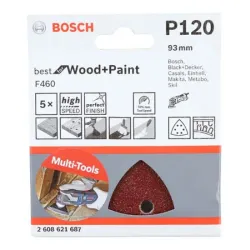 Bosch 120 Grit Delta Sanding Disc 93mm - 5 Pack