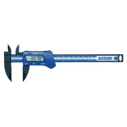 ACCUD 6" PLASTIC DIGITAL CALIPER, 0.01MM/0.0005" (150MM)