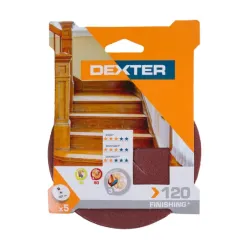 DEXTER Abrasive disc sanding pad wood 120 5 pieces d127