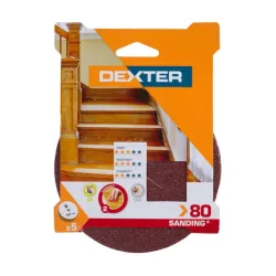 DEXTER Disc sanding pad G80 wood 5 pieces d127mm