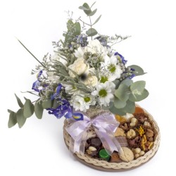 24CM ROUND WITH A POSY OF FLOWERS