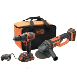 Black & Decker 18V HAMMER DRILL+18V GRINDER+2X2AH+M.SB