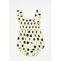 Polka dot romper-ecru & black