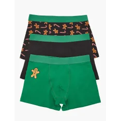 SINSAY Green Multi Cotton Rich Boxer Briefs 3 Pack