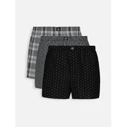 AU ESSENTIALS Black Print Cotton Boxers 3 Pack