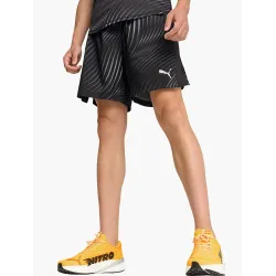 PUMA Black All-Over-Print Run Favorites Velocity 7" Shorts