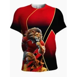 3D Lions Printed Rugby Supporter T-Shirt