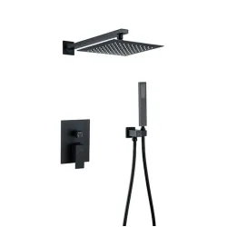 BTB049 - BLACKENED BRASS SQUARE FINISH CONSEALED SHOWER SET WITH HOSE