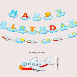 Airplane and Cloud Happy Birthday Banner-3 Piece