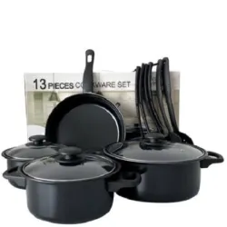 13 Piece Black Non-Stick Cookware Set Non-Stick Coated Stainless Steel